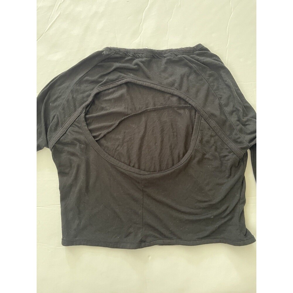 Gymshark Crop Top Womens Size Medium Long‎ Sleeve Flex Sports Black Thumb Holes - Picture 8 of 8